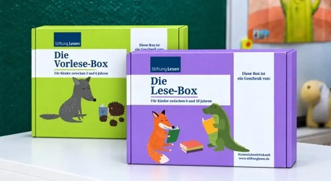 Stiftung Lesen / © Jonathan Kaiser Bild mit den beiden Gewinnen: Der Vorlese-Box und der Lese-Box der Stiftung Lesen
