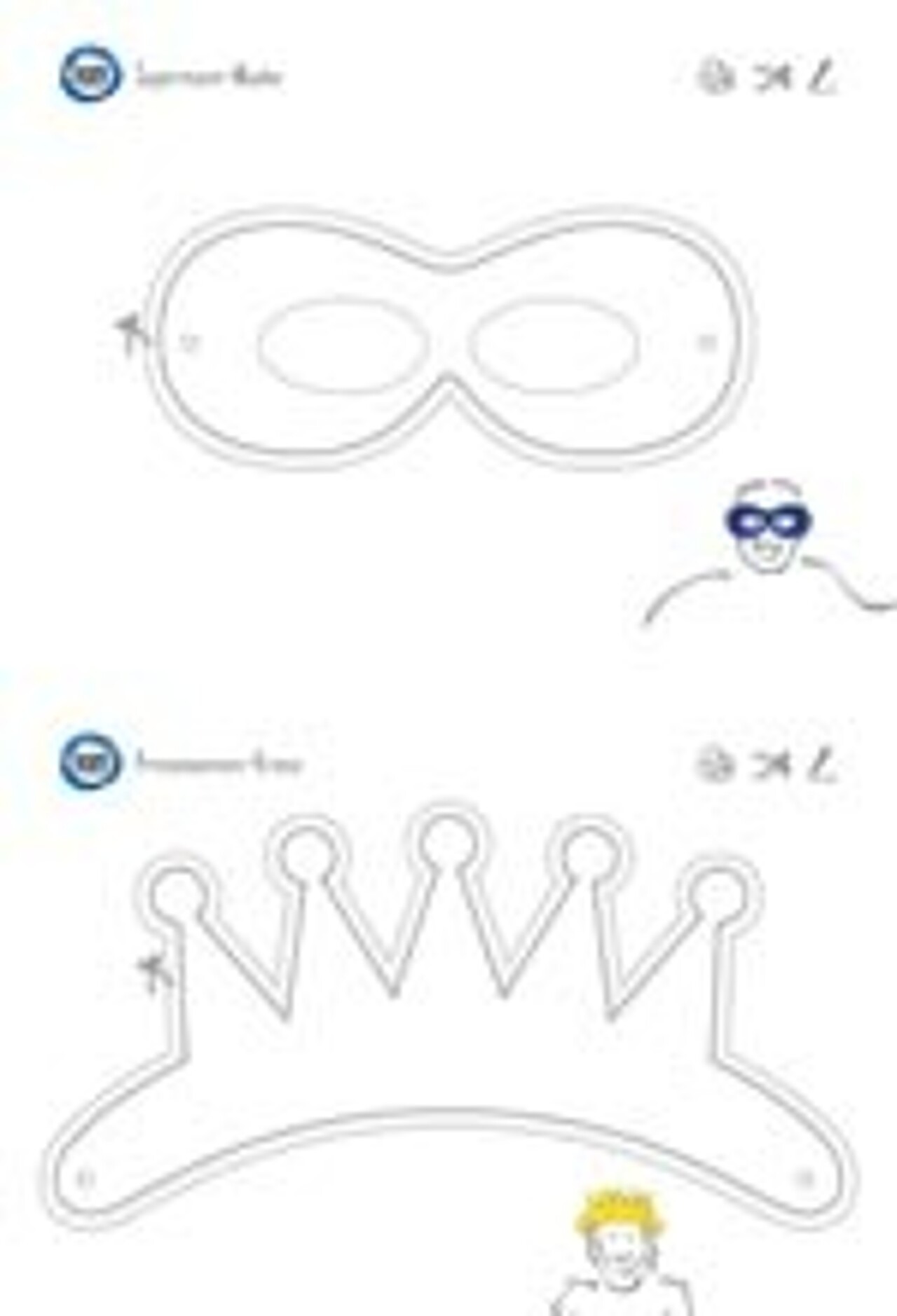 Vorlage Supermann-Maske und Prinzessinnen-Krone