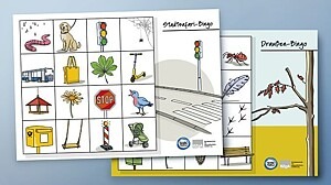 Bastelvorlage mit kleinen Motiven zum Ausschneiden