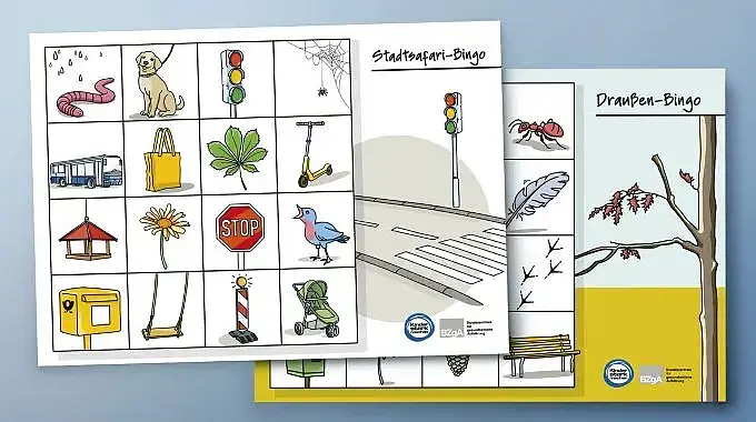 Bastelvorlage mit kleinen Motiven zum Ausschneiden