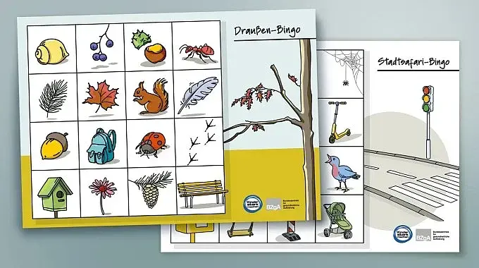Bingofeld mit herbstlichen Bildsymbolen