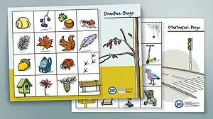Bingofeld mit herbstlichen Bildsymbolen