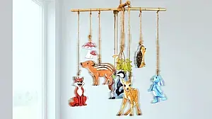 Gebasteltes Mobile mit Waldtieren