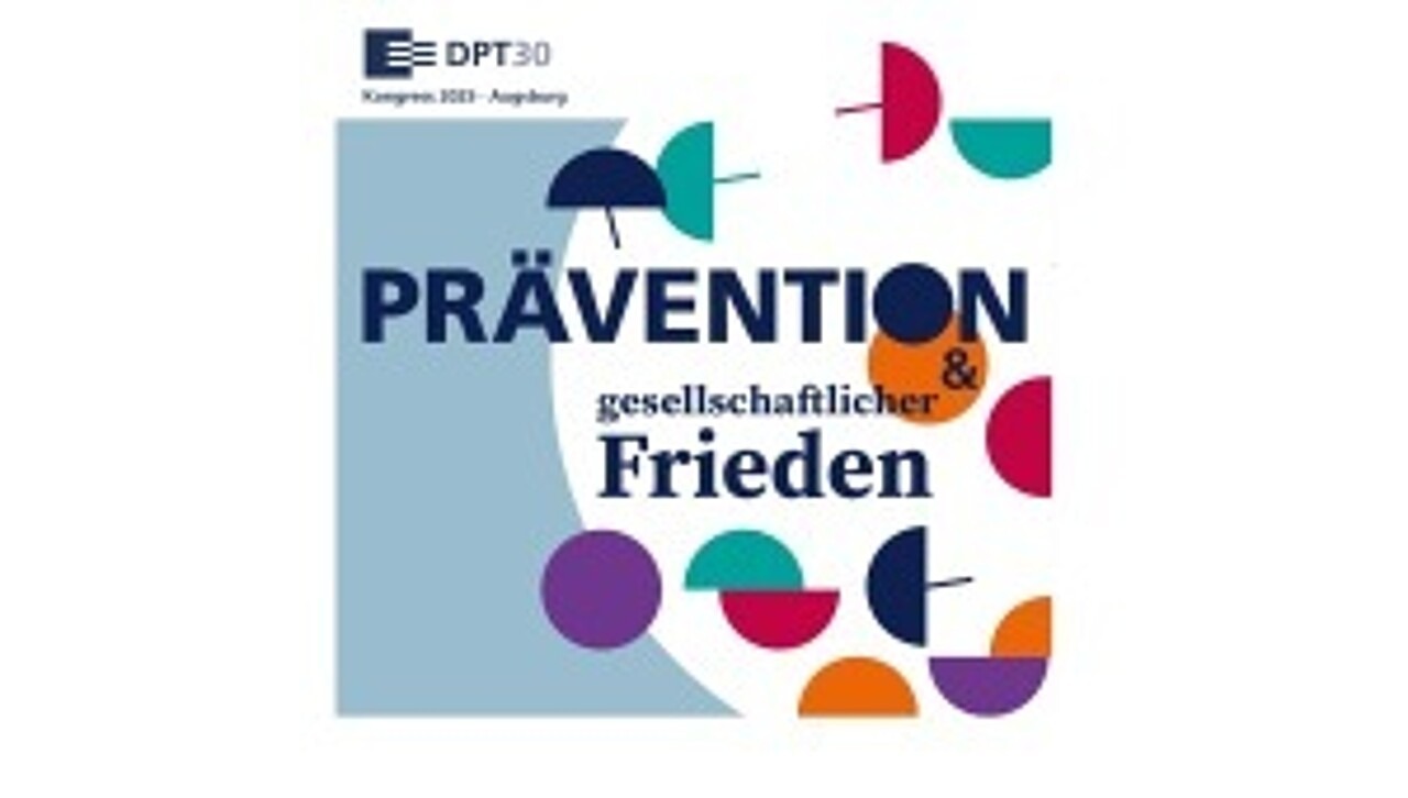 Das Kongress-Logo des Deutschen Präventionstages 2025 mit dem Schriftzug "Prävention und gesellschaftlicher Frieden"