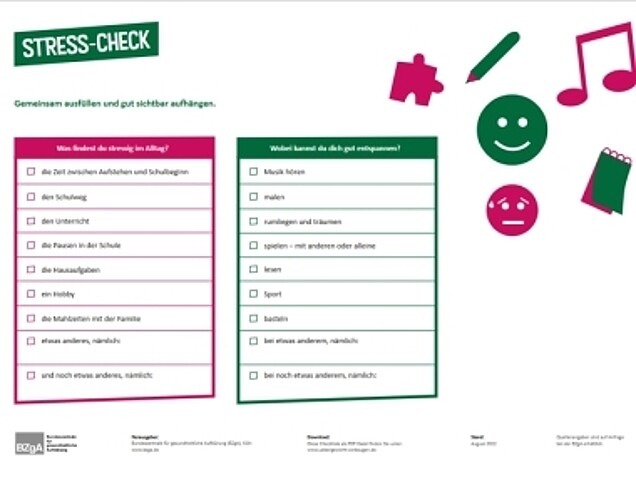 Checkliste "Stress-Check" zum Ankreuzen.