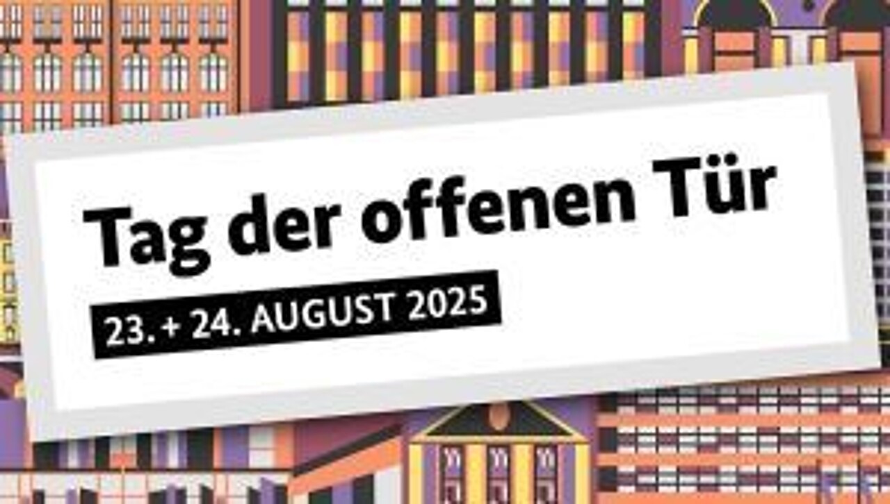 Grafik der Bundesregierung mit Datum des Tages der offenen Tür am 23. und 25. August in Berlin