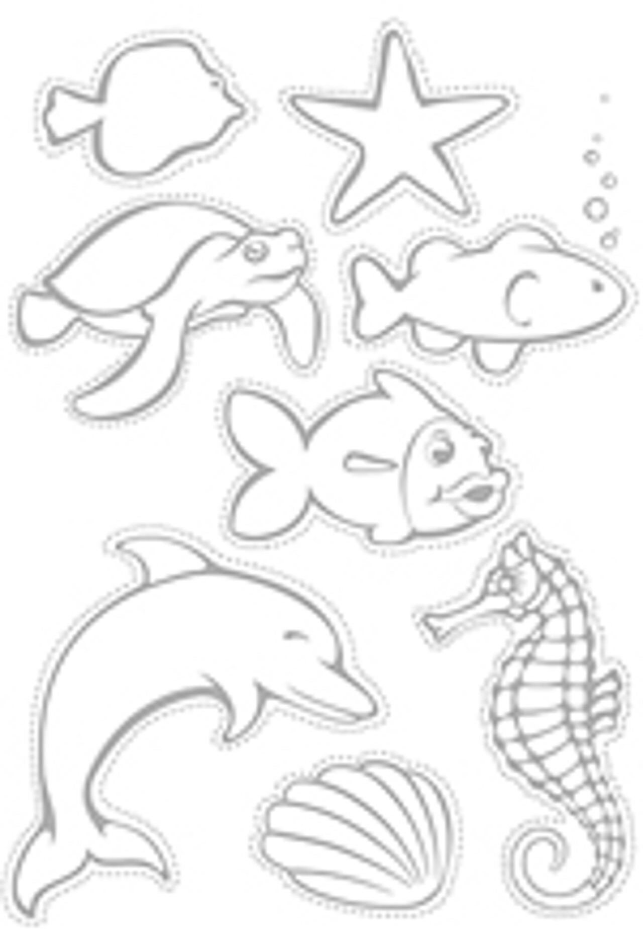 Bastelbogen mit Fischen und Seepferdchen