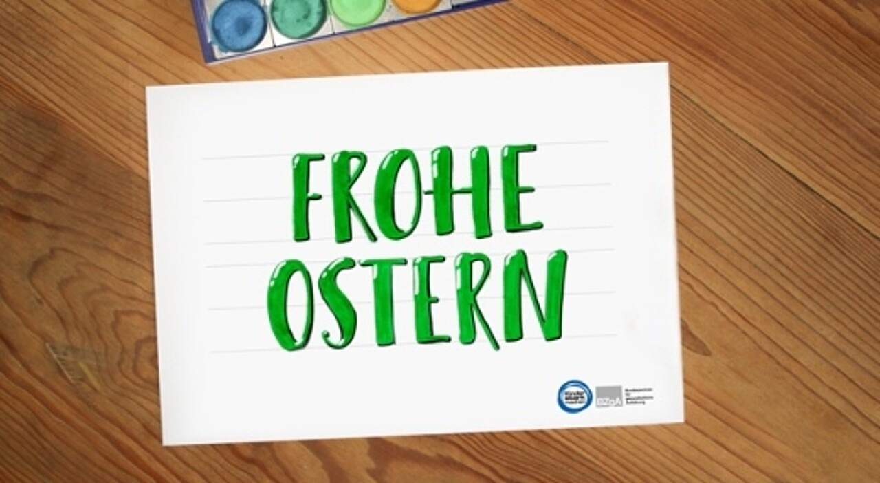 Ansicht Bild Handlettering mit Text „Frohe Ostern“