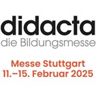 Didacta - Die Bildungsmesse als schwarzer Schriftzug auf weißem Hintergrund mir Datum und Ort