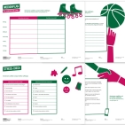 Verschiedene Checklisten mit Ernährungs- und Bewegungstipps zum Ankreuzen